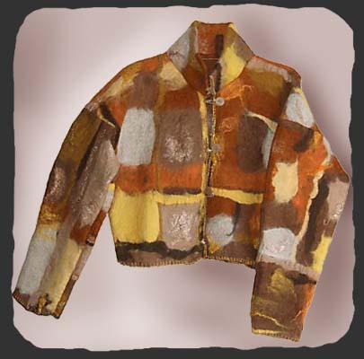 filtet jakke i gulbrune nuancer